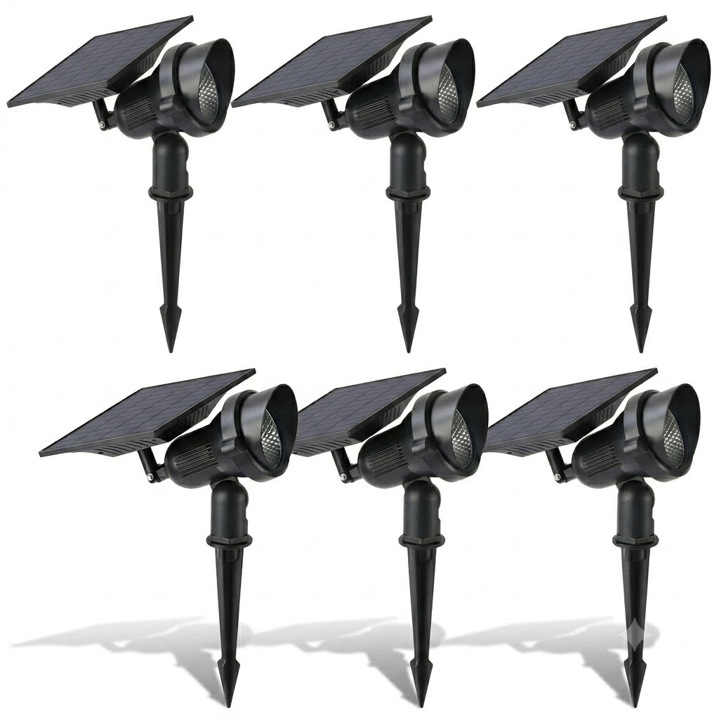 Solar Lawn Spotlights Adjustable Outdoor Tree Accent Light Aluminum — Warm White & RGB Sets