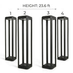 Modern Black Aluminum Solar Pathway Bollard Light IP65 Outdoor Garden Driveway — Singles to 8-Pack