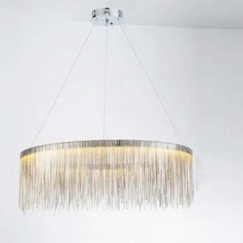 Arisha Tassel Chain Art Deco Pendant Light Silver/Gold Living Room/Hall