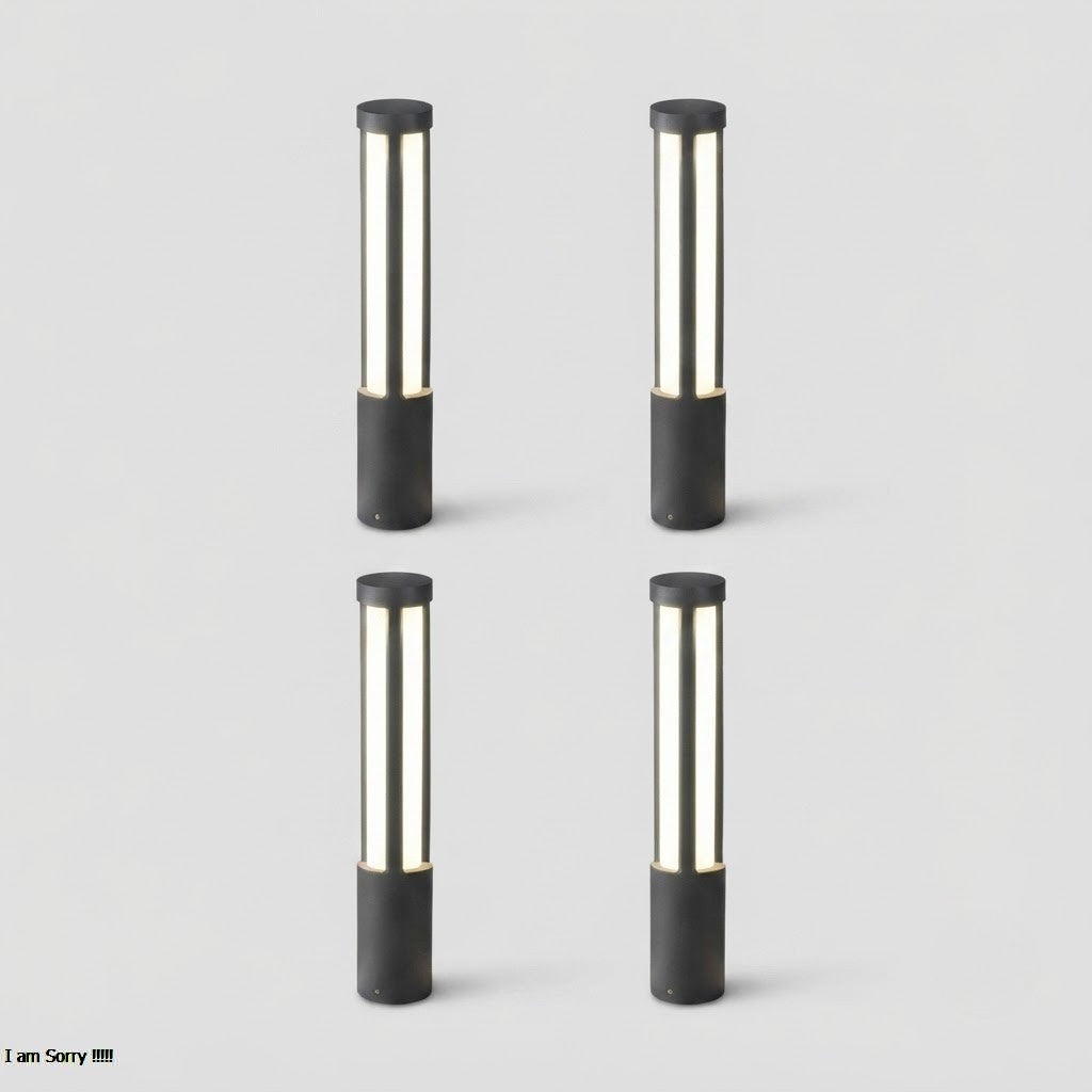 Residential Bollard Lights Modern Cylindrical LED Landscape Pathway Driveway — 31 to 47 Inch Sets