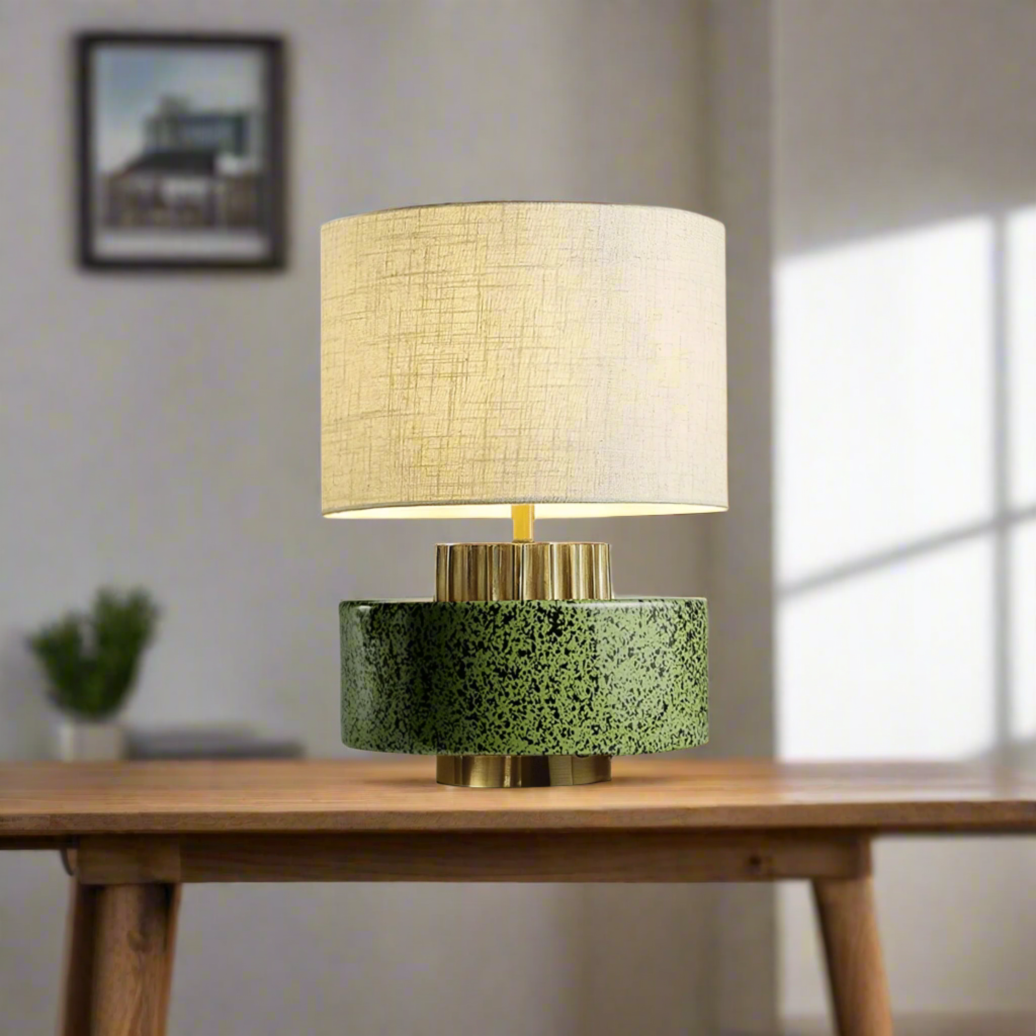Vintage Handmade Pottery Jar Table Lamp Wabi-Sabi Japandi Style Bedside Living Room
