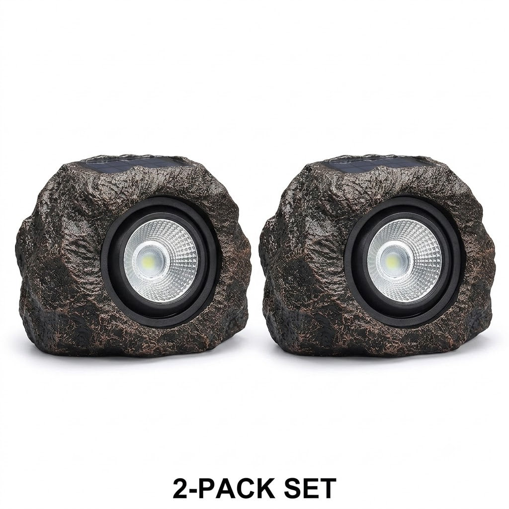 Solar Rock Garden Lights Decorative Fake Stone Warm White Outdoor — 2, 3 & 5-Pack