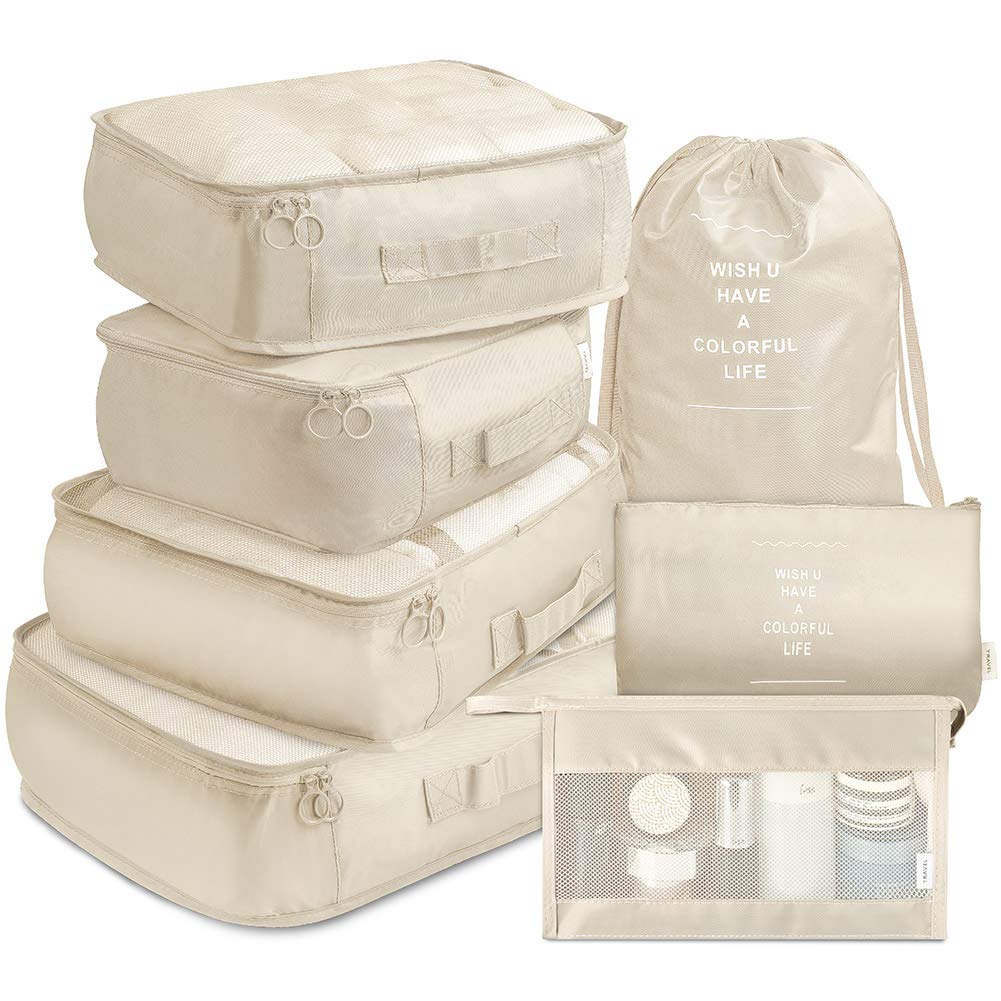7-Piece Travel Packing Cubes Set – Suitcase Clothing Organizer Bags for Luggage, Mesh Packing Cubes & Travel Storage Bags