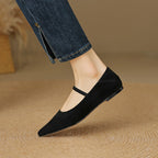 Women’s Retro Mary Jane Flats – Vegan Suede Low Heel Comfort Shoes