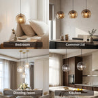 Glass Hanging Cocoon Pendant Light Modern Height Adjustable Dining Room — Transparent Brown Gray