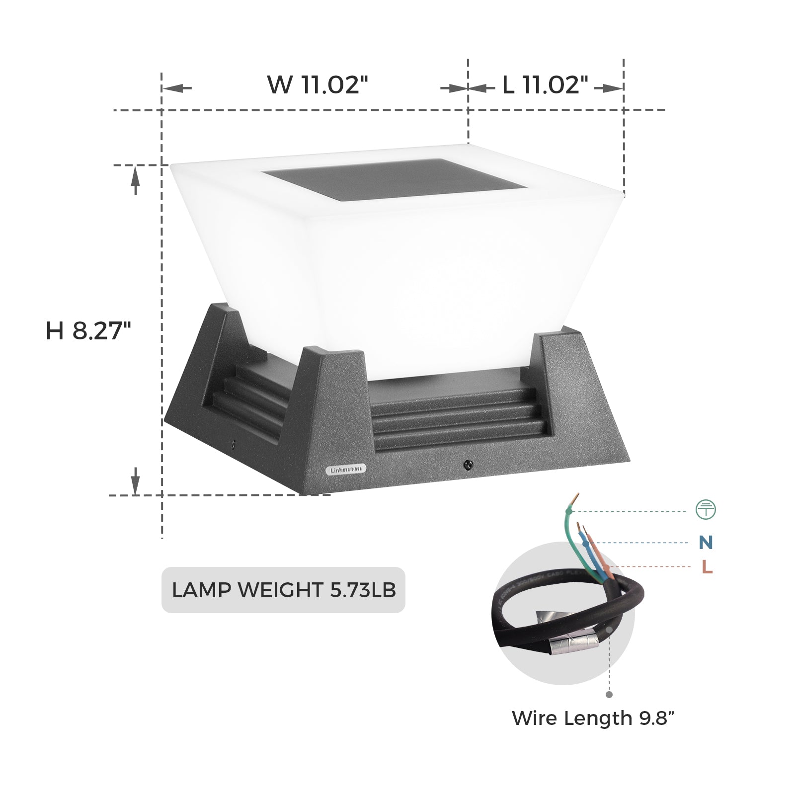 RIRZ NOVA Solar Post Light Modern Architectural LED Outdoor Pathway Garden — 28cm