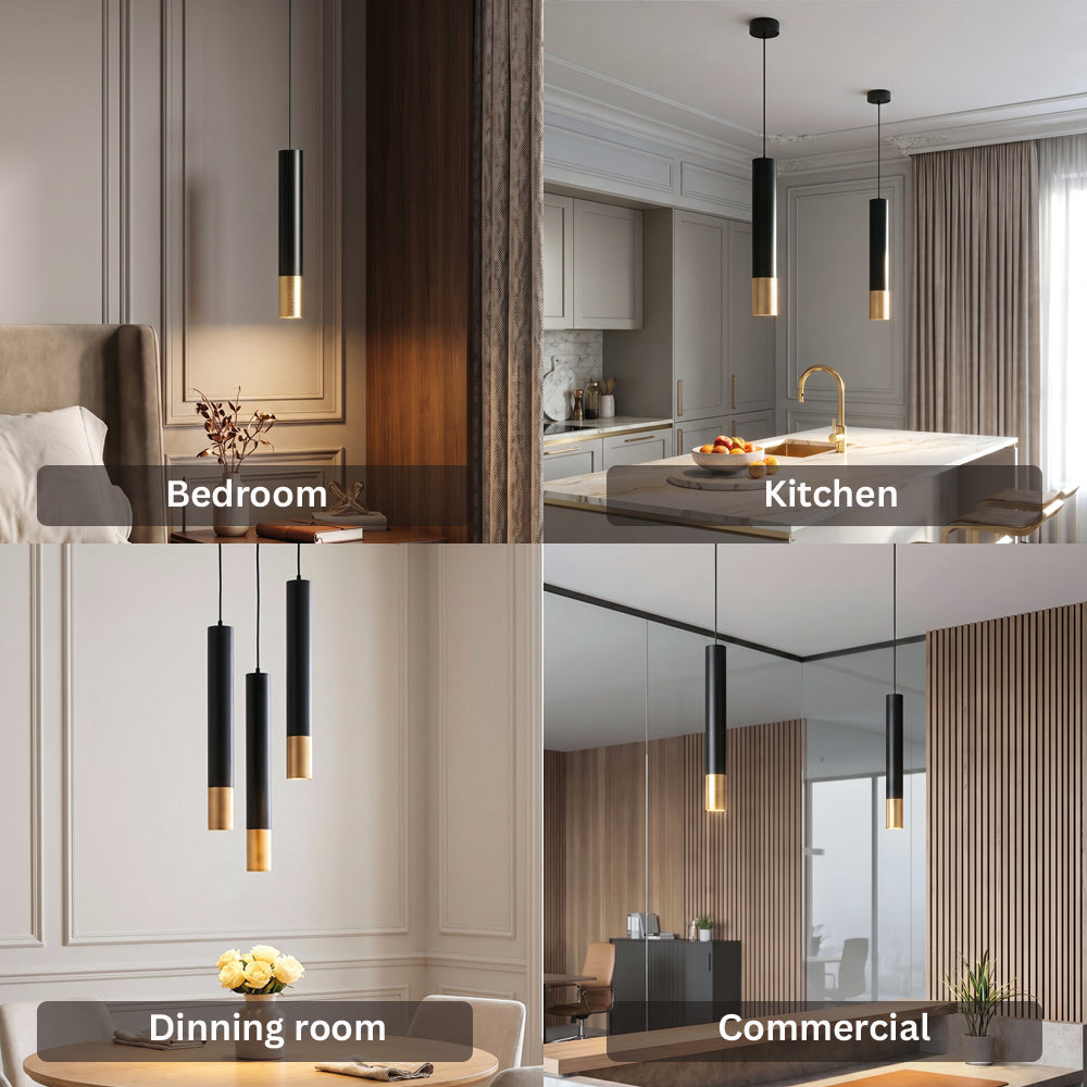 Long Tube Cylinder LED Downlight Pendant Aluminum Dining Room Kitchen Office — 12 to 24 Inch