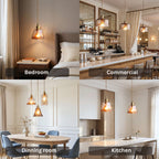 Brass Amber Glass Pendant Light Modern Dining Room Kitchen Island Bar — Pot Cone Dish Cube