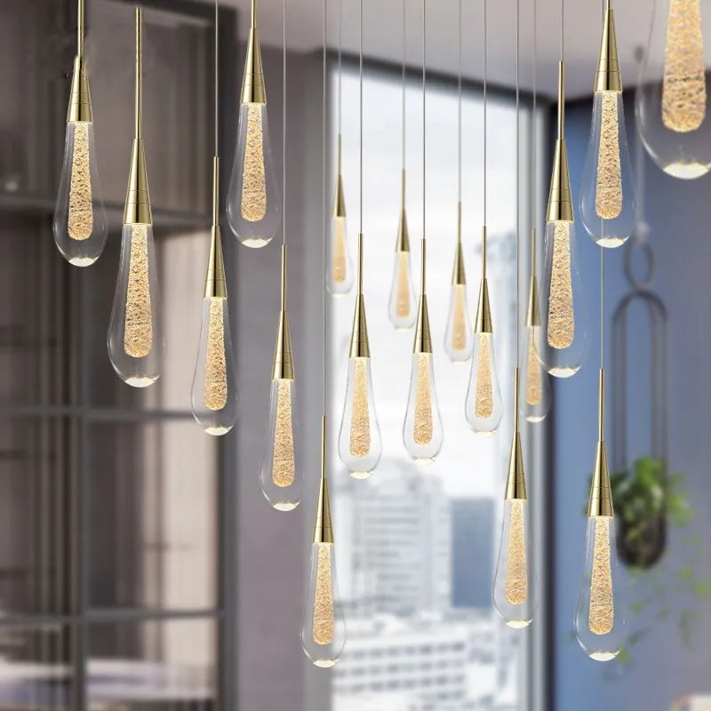 Teardrop Gold Pendant Light