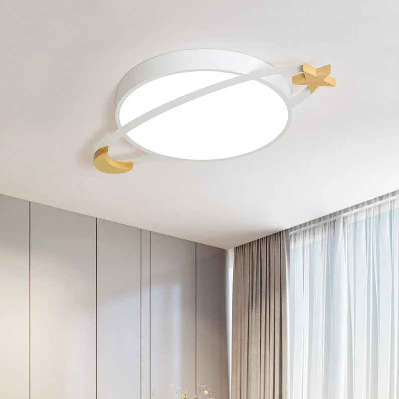Arisha Modern Round Flush Mount Ceiling Light, Grey/White/Green