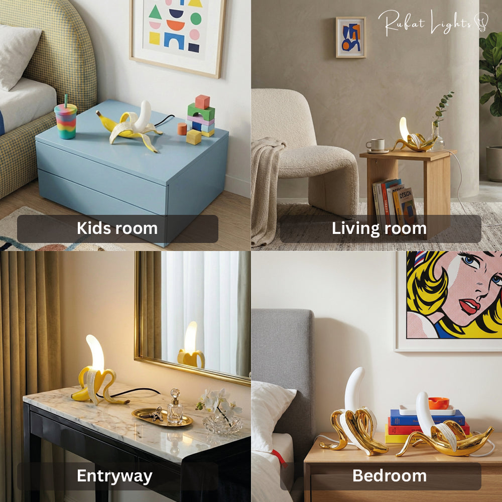 Banana Art Deco LED Table Lamp Brass Chrome Bedside Living Room — Sitting Upright Lounging