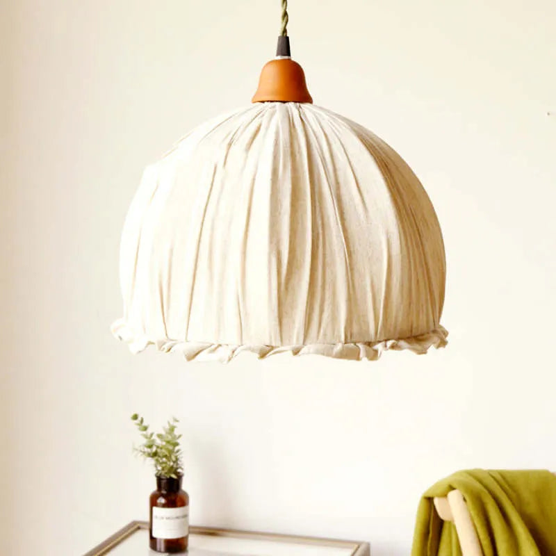Haloa Vintage Pendant Light Beige, Fabric