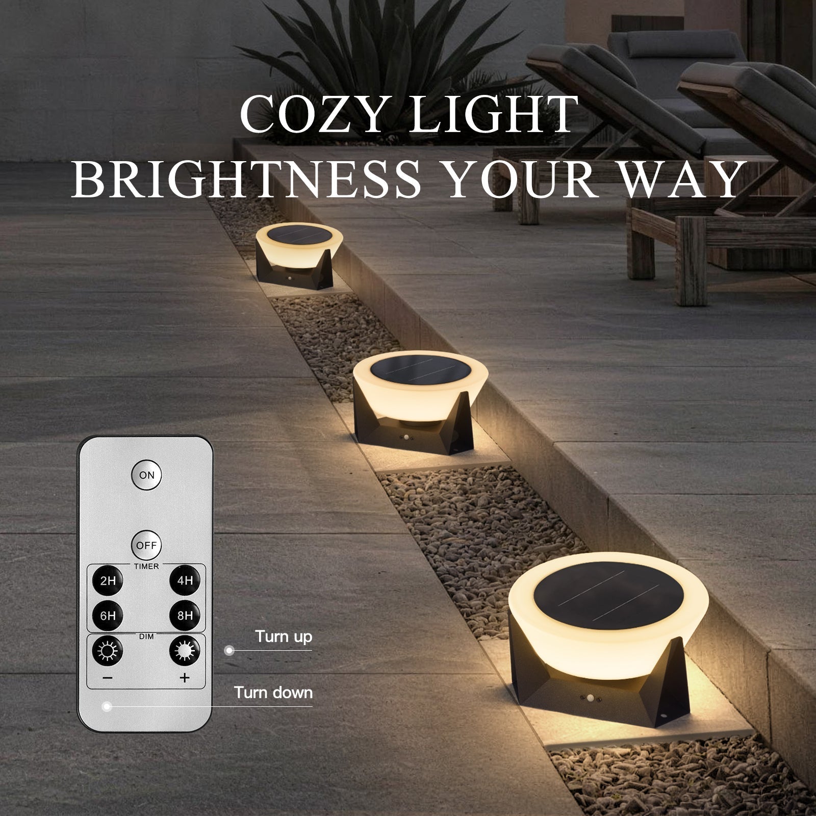 RIRZ HALO Solar Outdoor Floor Lamp LED Warm White Patio Garden Poolside — 18cm 28cm 38cm