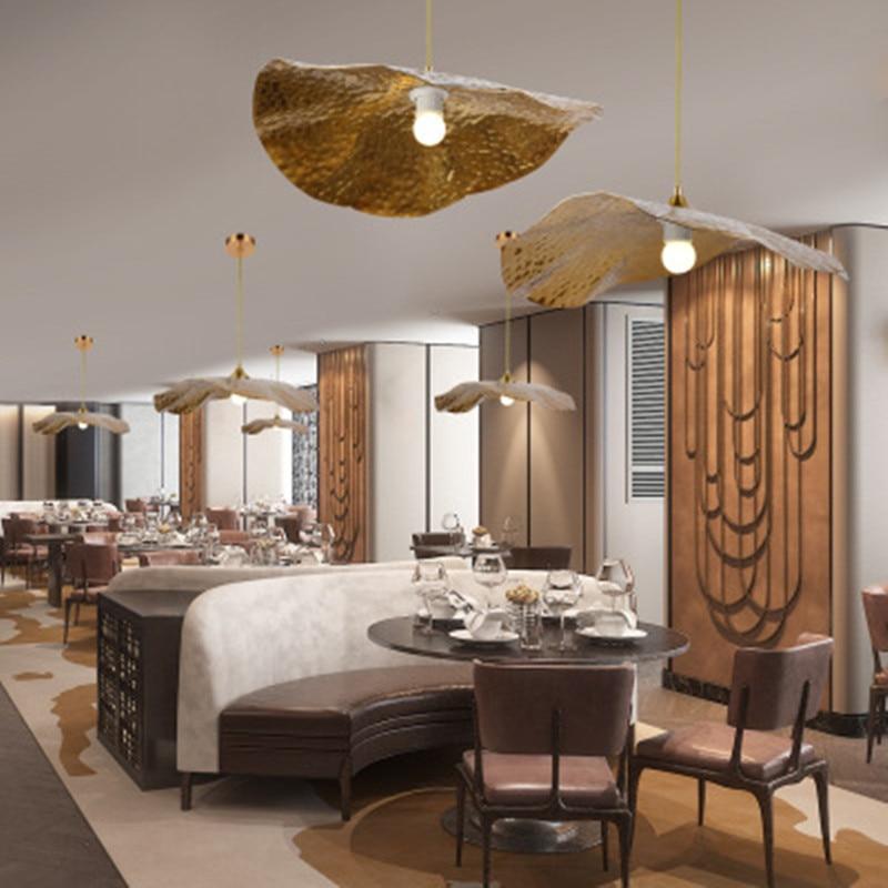 Arisha Natural Lotus Leaf Metal Pendant Light