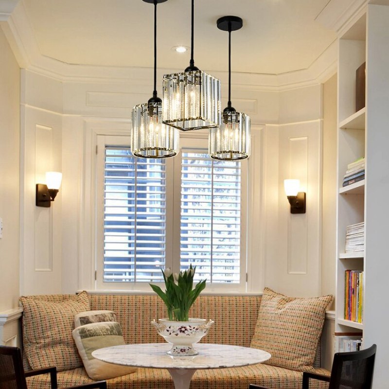 Vina Modern Cluster Cylinder Glass Pendant Light, Black/Gold