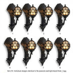 Peacock Outdoor Wall Light Retro European Aluminum Waterproof Hardwired — Black Bronze Sets