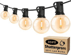 Solar Outdoor String Lights Warm White Globe Bulbs Waterproof Patio Pergola — 33ft 66ft 100ft