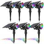 Solar Lawn Spotlights Adjustable Outdoor Tree Accent Light Aluminum — Warm White & RGB Sets