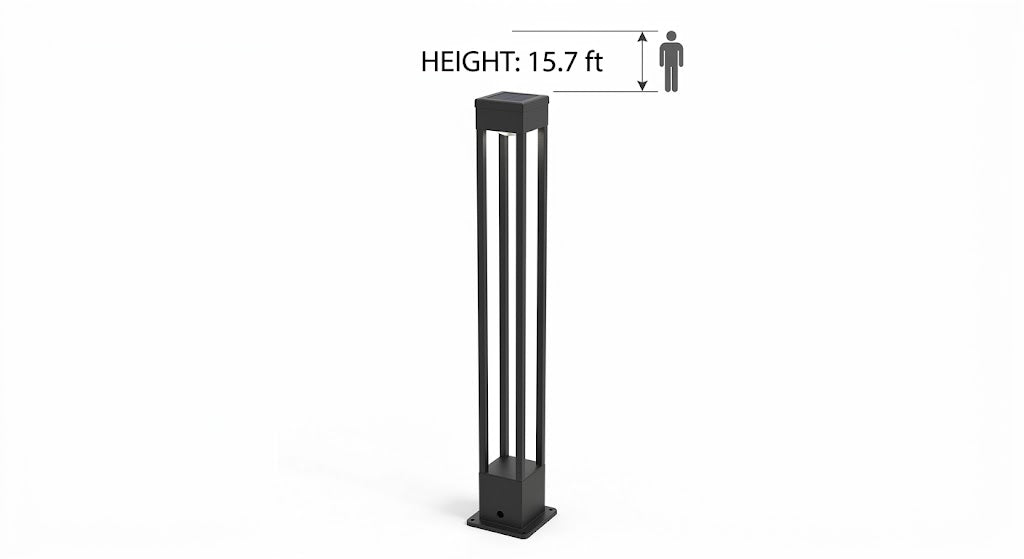 Modern Black Aluminum Solar Pathway Bollard Light IP65 Outdoor Garden Driveway — Singles to 8-Pack