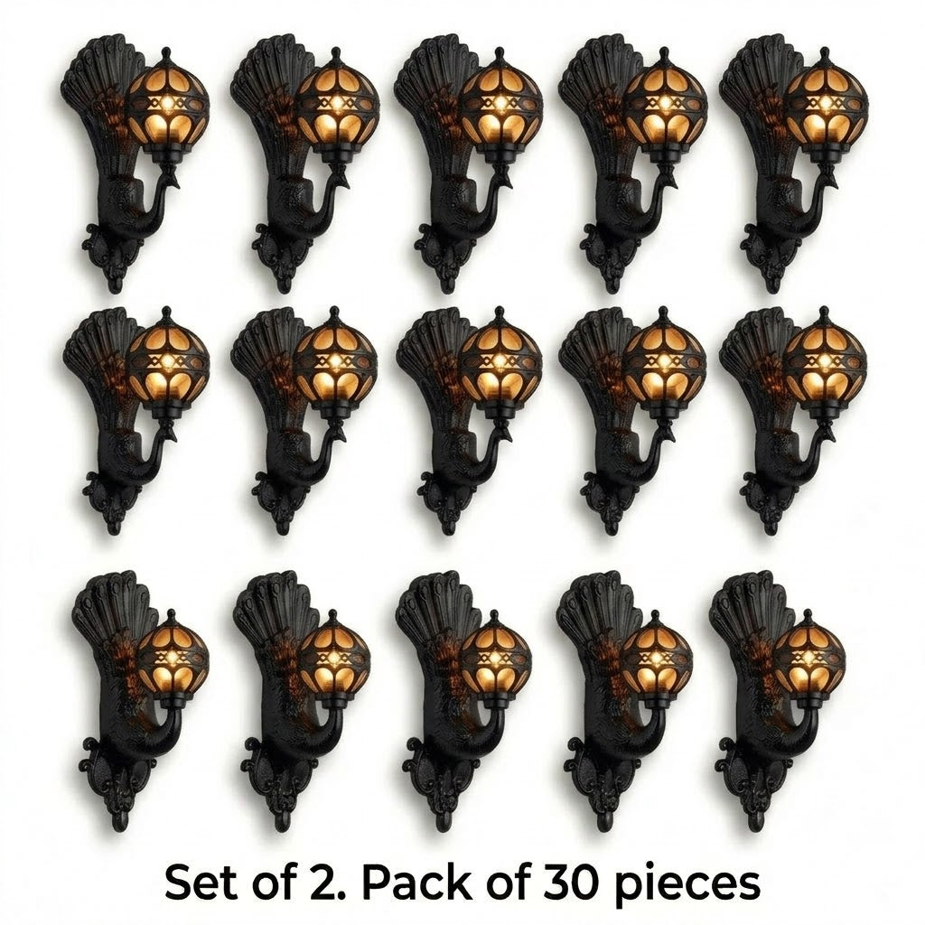 Peacock Outdoor Wall Light Retro European Aluminum Waterproof Hardwired — Black Bronze Sets