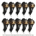 Peacock Outdoor Wall Light Retro European Aluminum Waterproof Hardwired — Black Bronze Sets