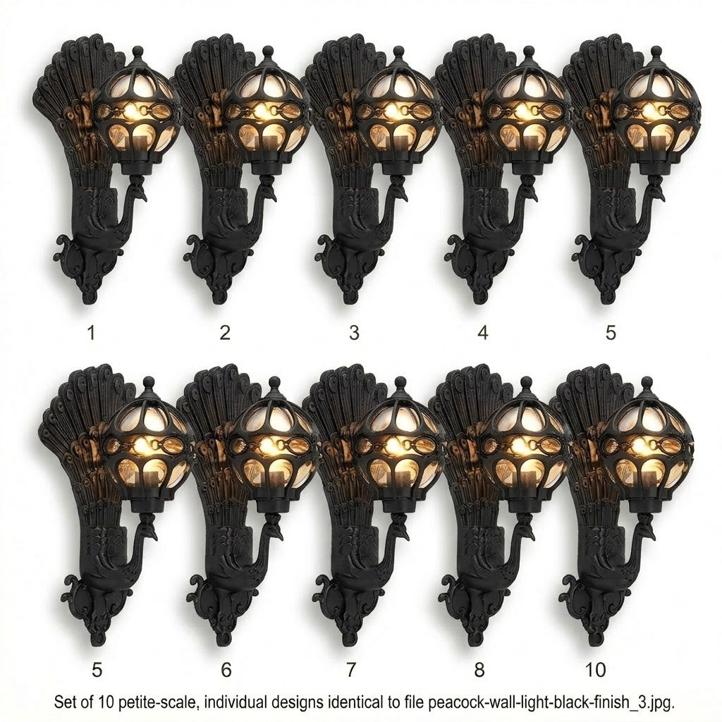 Peacock Outdoor Wall Light Retro European Aluminum Waterproof Hardwired — Black Bronze Sets