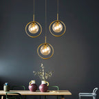 Zoey Glass Pendant Light with a Metal Ring