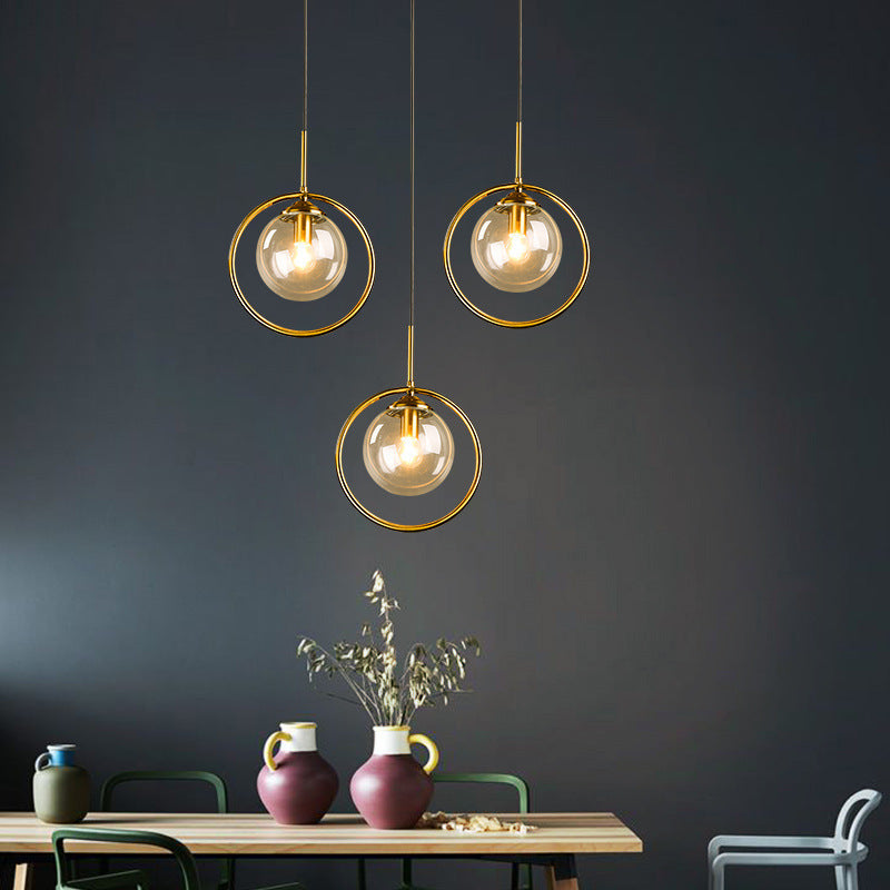 Zoey Glass Pendant Light with a Metal Ring
