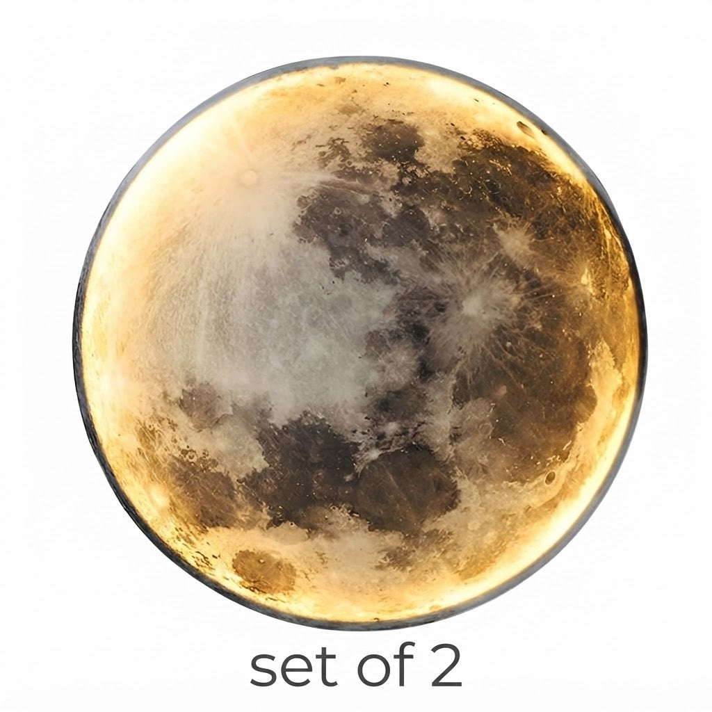 Full Moon LED Wall Lamp Dimmable 3-Step Artistic Bedroom Living Room — 9 to 15 Inch Sets