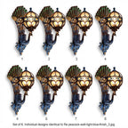 Peacock Outdoor Wall Light Retro European Aluminum Waterproof Hardwired — Black Bronze Sets