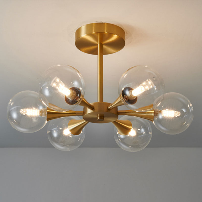 Valentina  Contemporary  Flush Mount Ceiling  Light, Glass Bubble