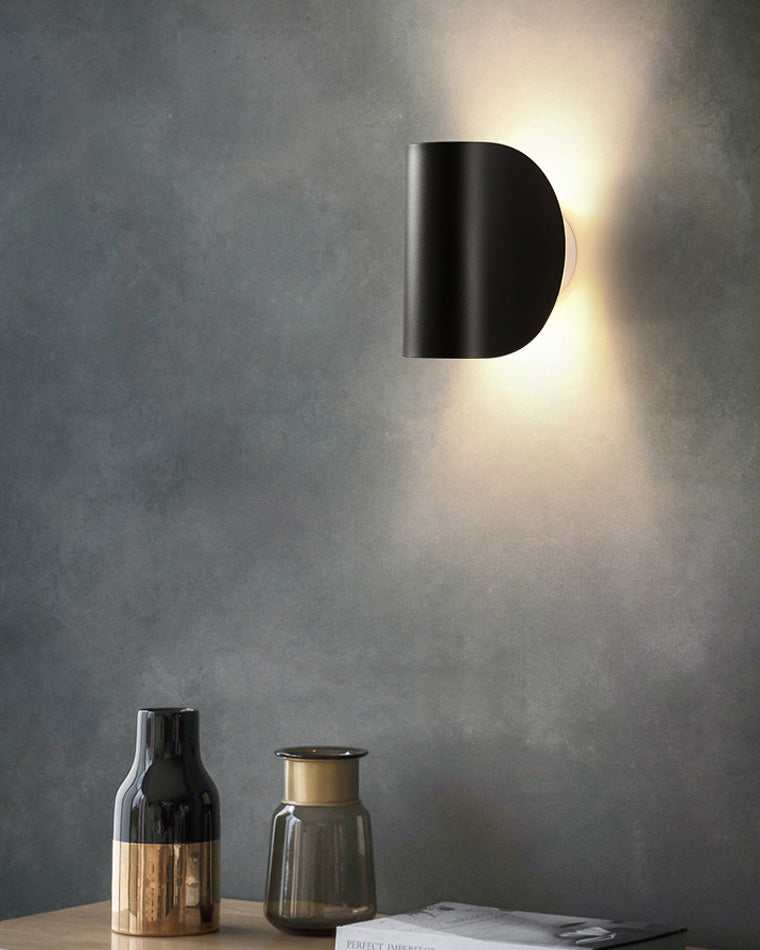 Adjustable Half Shade Wall Sconce Articulating Arm LED Reading Bedroom Home Office — 3 Finishes