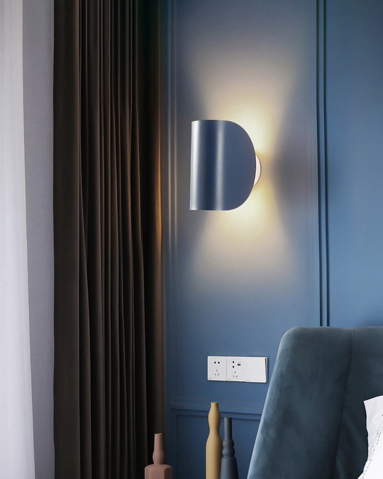Adjustable Half Shade Wall Sconce Articulating Arm LED Reading Bedroom Home Office — 3 Finishes