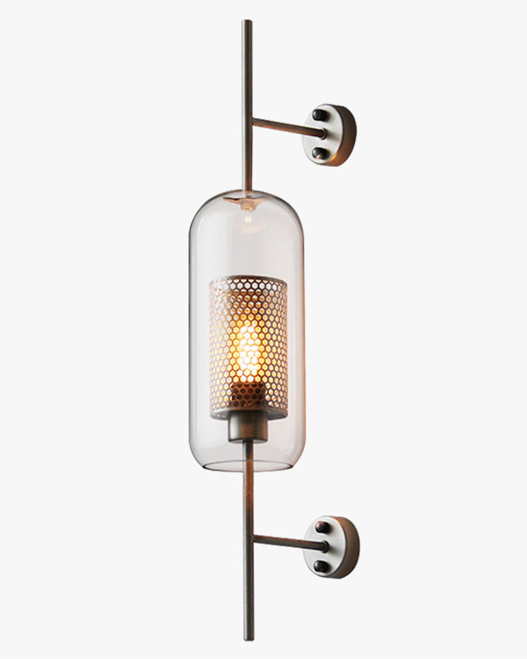 Industrial Hurricane Wall Sconce Brass Glass Vintage Indoor Bedroom Living Room Bar — Black Brass