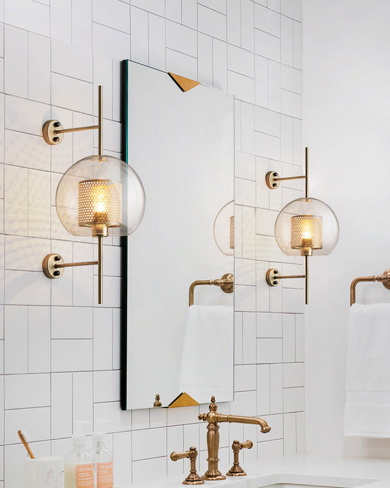 Industrial Hurricane Wall Sconce Brass Glass Vintage Indoor Bedroom Living Room Bar — Black Brass