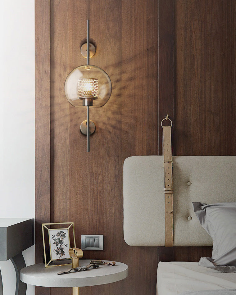 Industrial Hurricane Wall Sconce Brass Glass Vintage Indoor Bedroom Living Room Bar — Black Brass