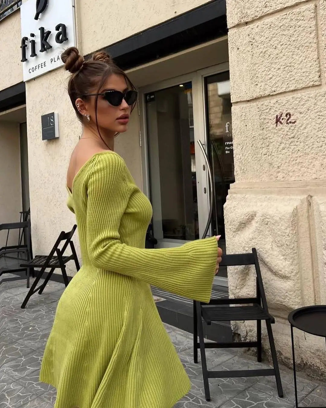 Women's Off-Shoulder Sweater Dress | Ribbed Knit High Waist A-Line Mini