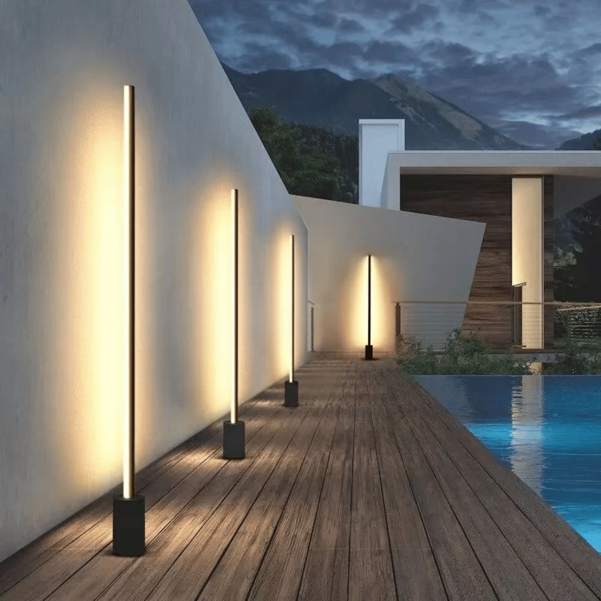 LumoPath LED Lawn Light Modern Waterproof Outdoor Pathway Garden Driveway — 29 to 49 Inch