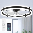 Small Flush Mount Ceiling Fan with LED Light 3000-6000K Dimmable Remote Fandelier Bedroom Kitchen — 20 to 24 Inch