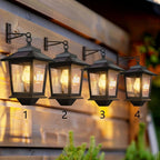 Solar Dusk to Dawn Porch Light Warm Amber Auto On Off Outdoor Wall Lantern — 1, 2 & 4-Pack
