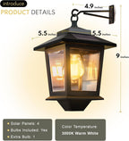 Solar dusk to dawn porch light warm amber outdoor wall lantern — amber glow at dusk auto-on