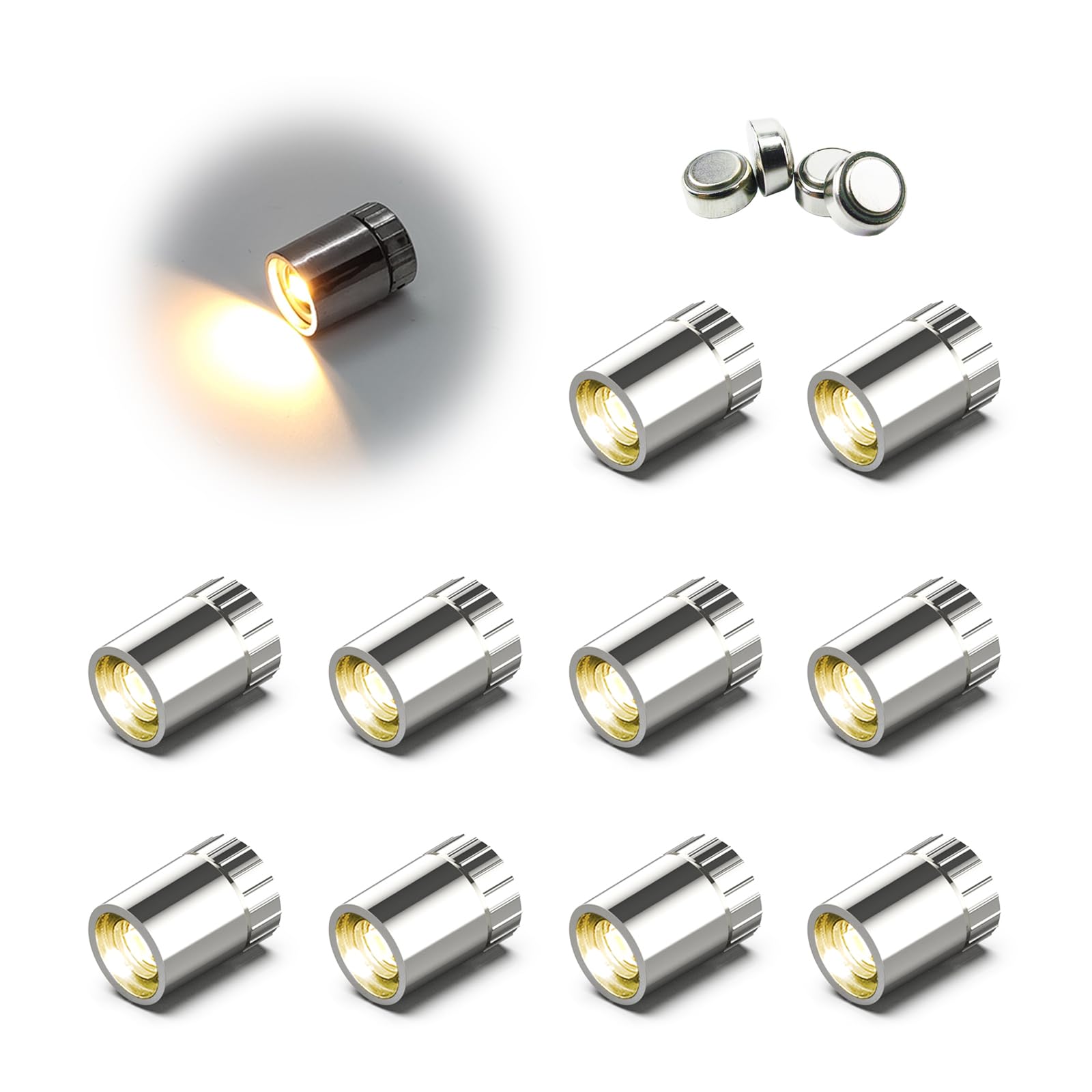 LED mini spotlight battery operated warm white resin 10-pack for artwork jewelry closet