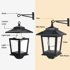 Solar dusk to dawn porch light warm amber outdoor wall lantern — waterproof IP44 construction