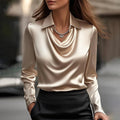 Draped Collared Regular Fit Blouse for Women – Elegant Business Casual Style