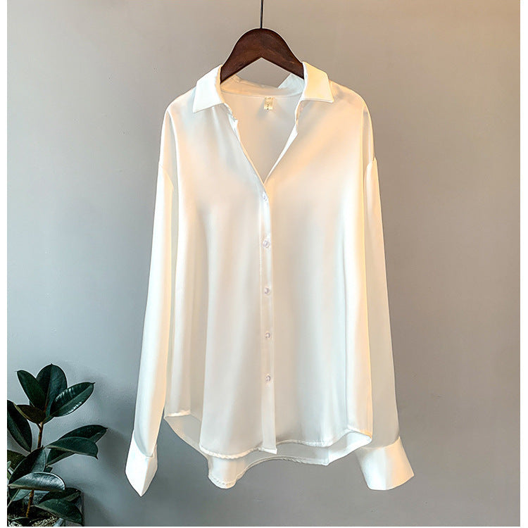 Elegant Silk Blouse - Luxurious Comfort retro Hong Kong style shirt top