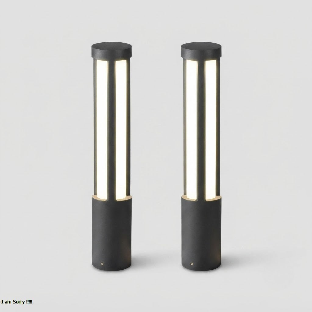 Residential Bollard Lights Modern Cylindrical LED Landscape Pathway Driveway — 31 to 47 Inch Sets