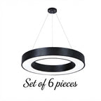 LED Ring Pendant Ceiling Light Circular Metal Acrylic Dimmable Office Living Room — 15 to 47 Inch Sets