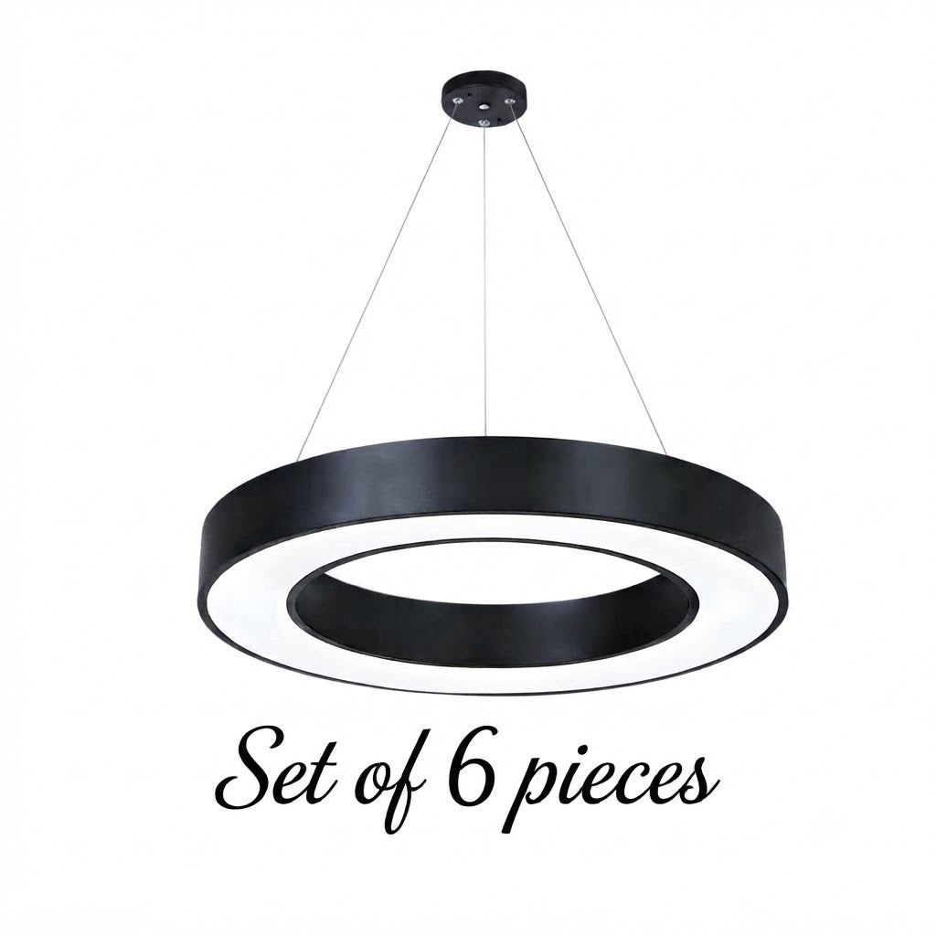 LED Ring Pendant Ceiling Light Circular Metal Acrylic Dimmable Office Living Room — 15 to 47 Inch Sets