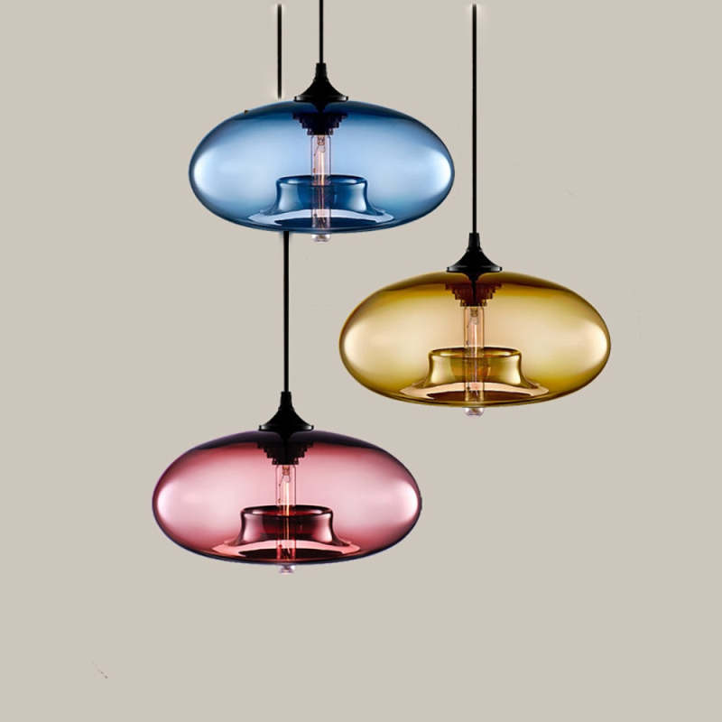 Valentina Modern Bread Shaped Glass Pendant Light, 6 Colour