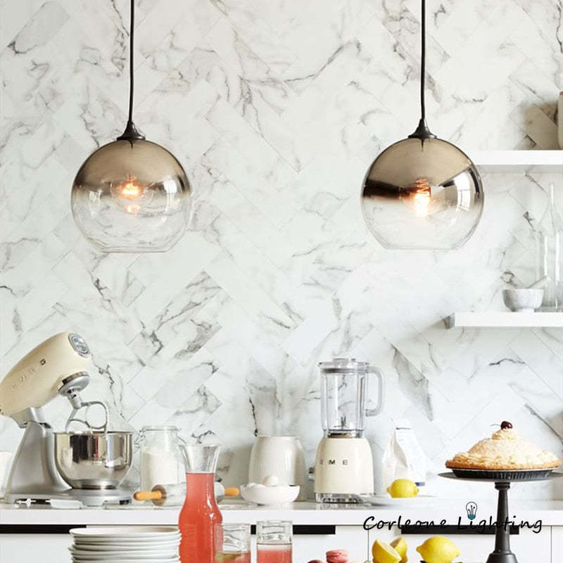 Brina Frosted Balloon Pendant Light Gradient